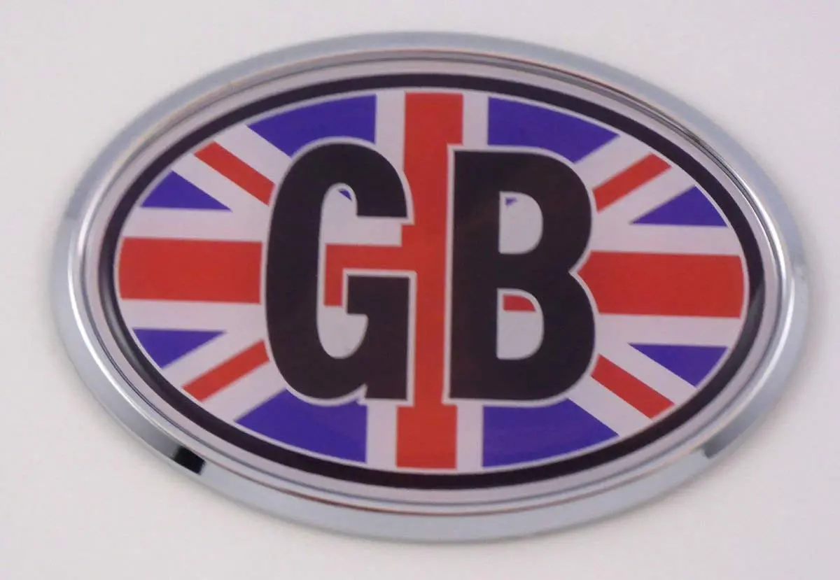 Great Britain Gb British Car Chrome Emblem Bumper Sticker Flag Decal Oval 1