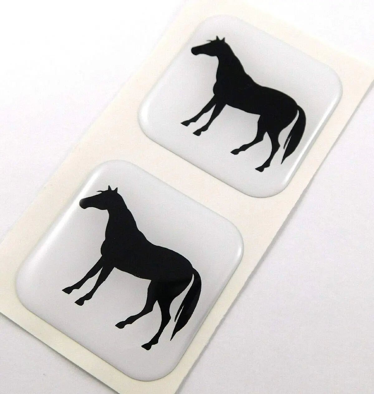 Horse Square Domed Decal Car Bike Gel Stickers 1.5" 2Pc 1