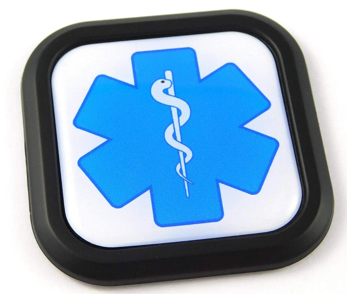 Paramedics Flag Square Black Rim Emblem Car 3D Decal Badge Bumper 2" 1
