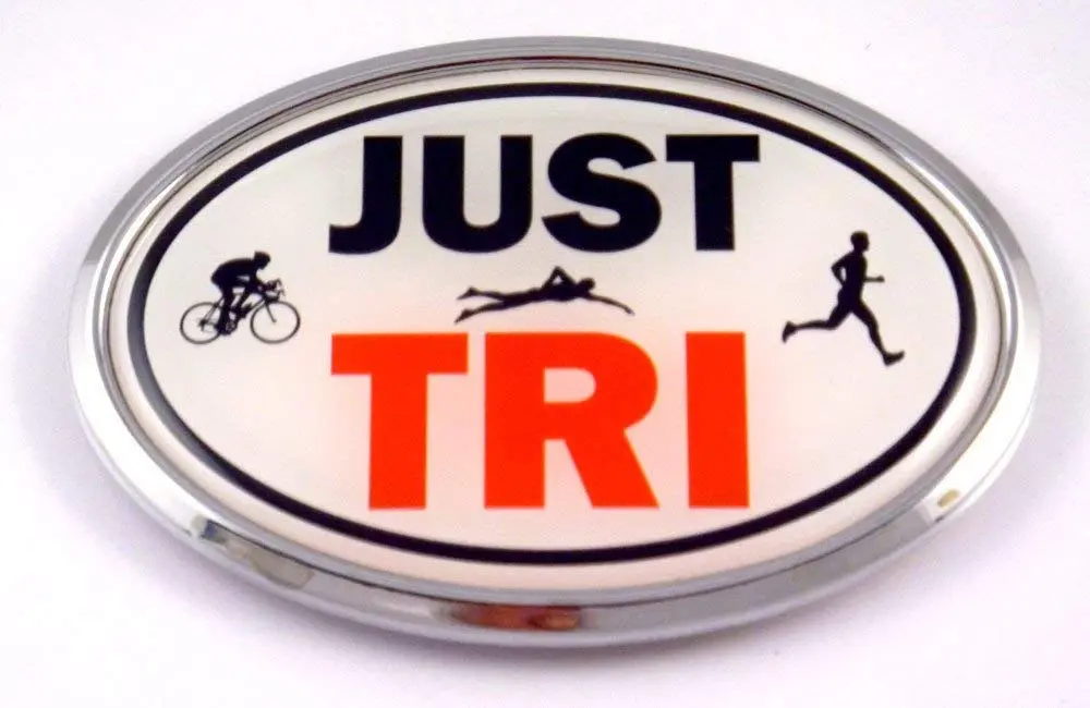 Just Tri Triathlon Emblem Chrome Decal Run Swim Bike With Dome Sticker Medallion Sport 1