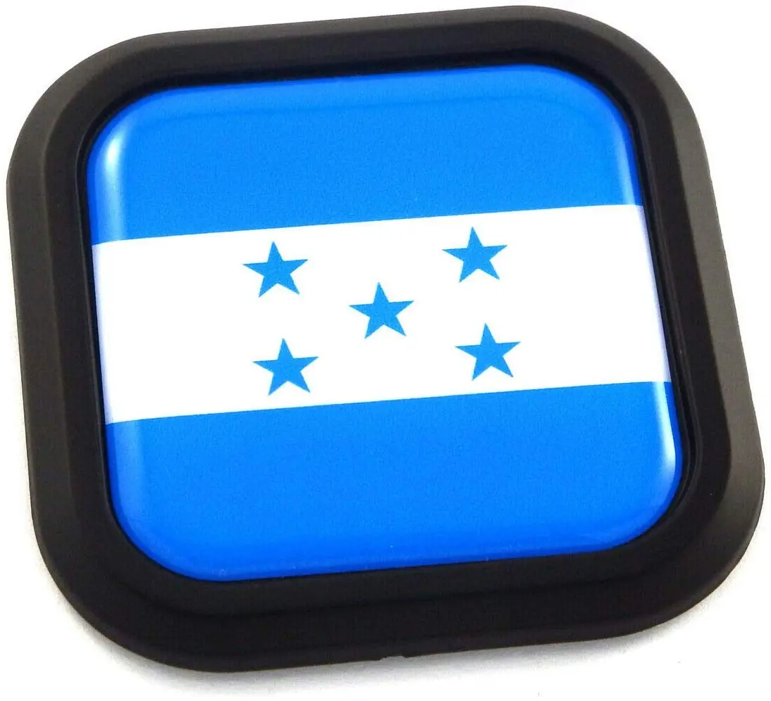 Honduras Flag Square Black Rim Emblem Car 3D Decal Badge Hood Bumper Sticker 2" 1