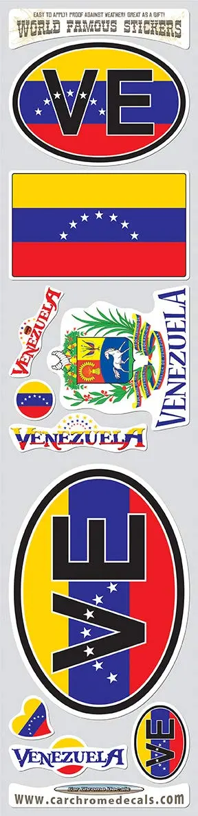 Venezuela 10 Stickers Set Flag Scottish Decal Bumper Stiker Car Auto Bike Laptop 1