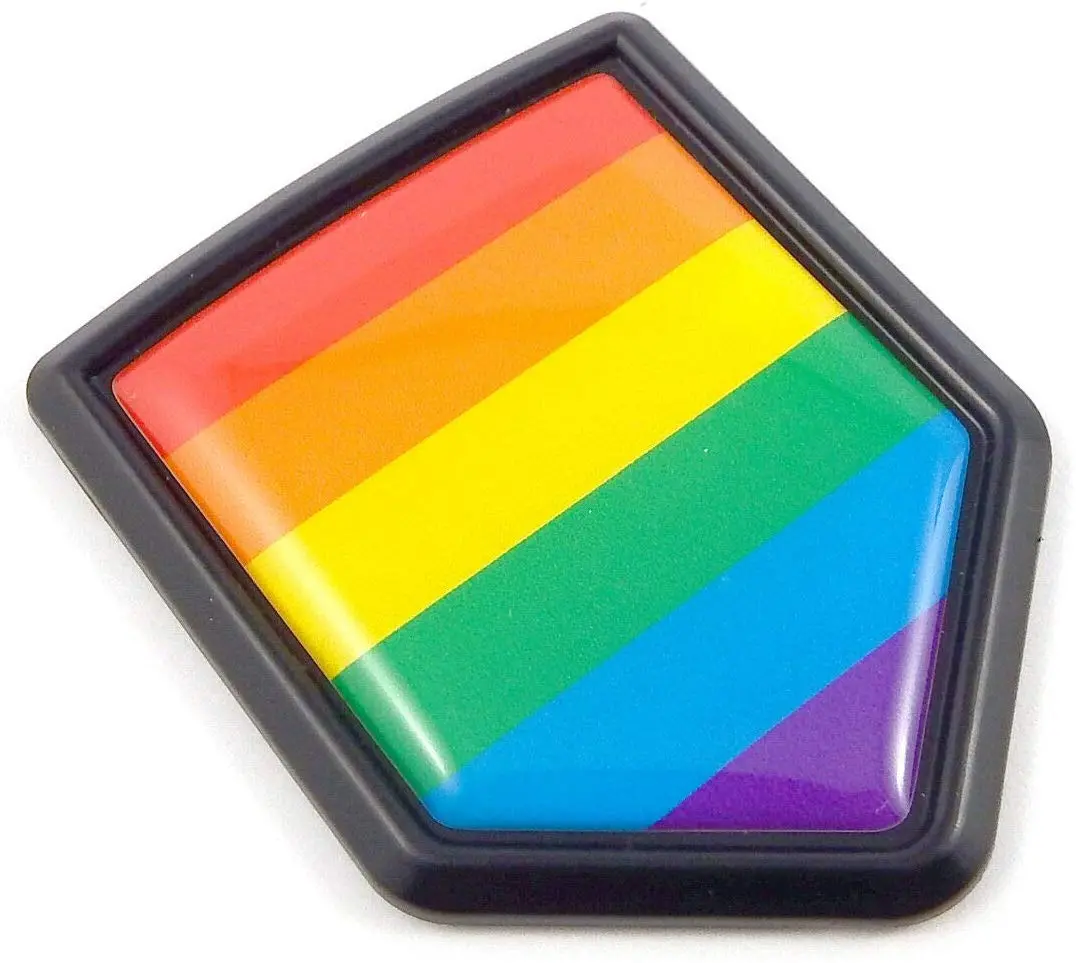 Pride Gay Lesbian Flag Black Shield Car Bike Decal Crest Emblem 3D Sticker 1