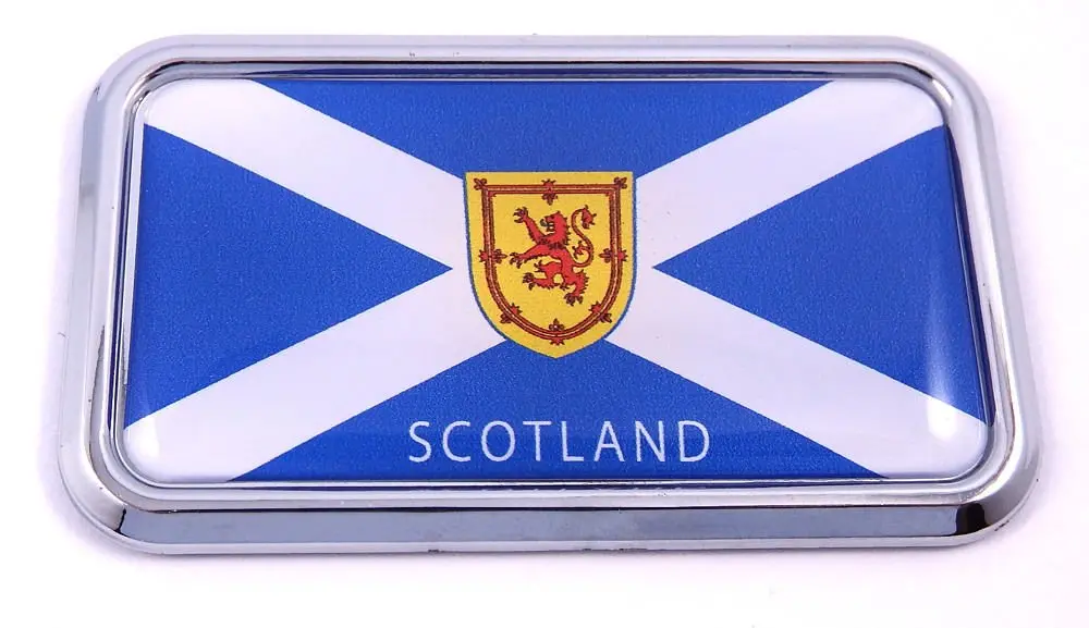 Scotland Scottish Flag Rectanguglar Chrome Emblem 3D Car Decal Sticker 3"X1.75" 1