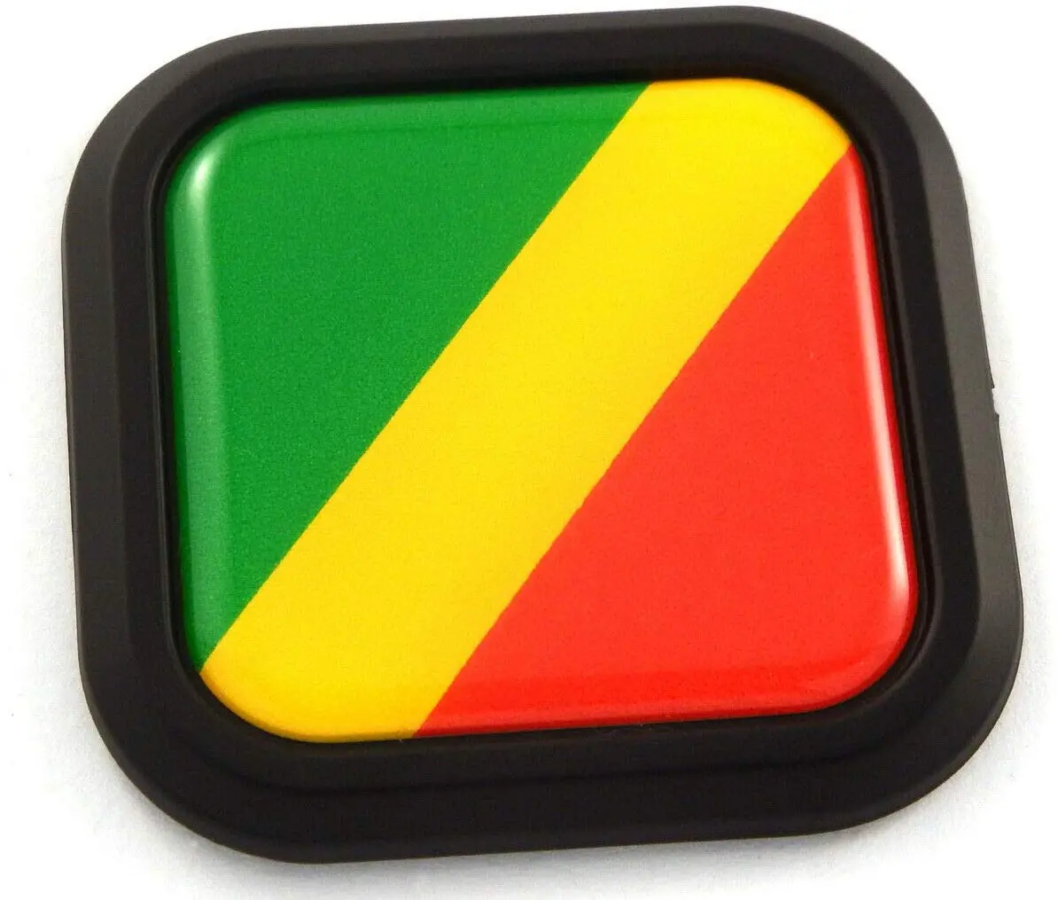 Congo Flag Square Black Rim Emblem Car 3D Decal Badge Hood Bumper Sticker 2" 1
