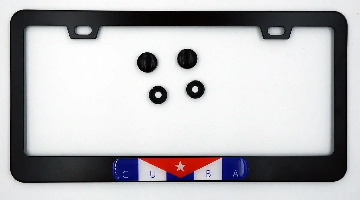 Cuba Cuban Flag Metal Black Aluminium Car License Plate Frame Holder 1