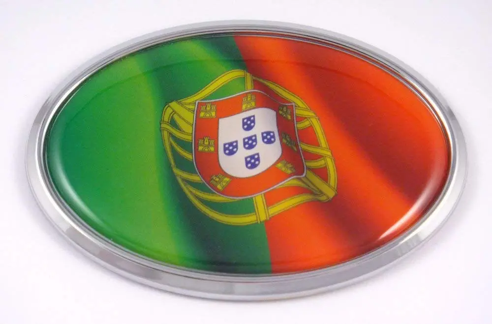 Portugal Portuguese Oval Car Chrome Emblem Decal Bumper Sticker 1