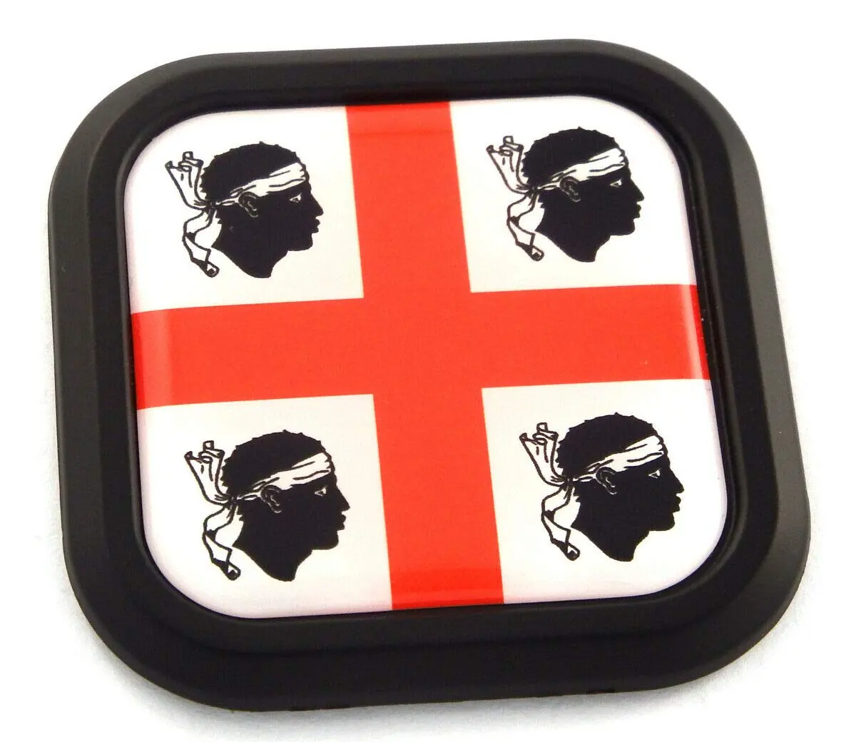 Sardinia Flag Square Black Rim Emblem Car 3D Decal Badge Hood Bumper Sticker 2" 1