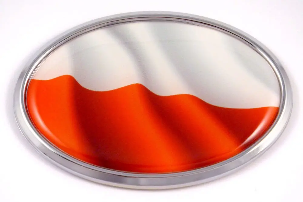 Poland Polski Polish Flag Oval Car Chrome Emblem Decal Bumper Sticker 1