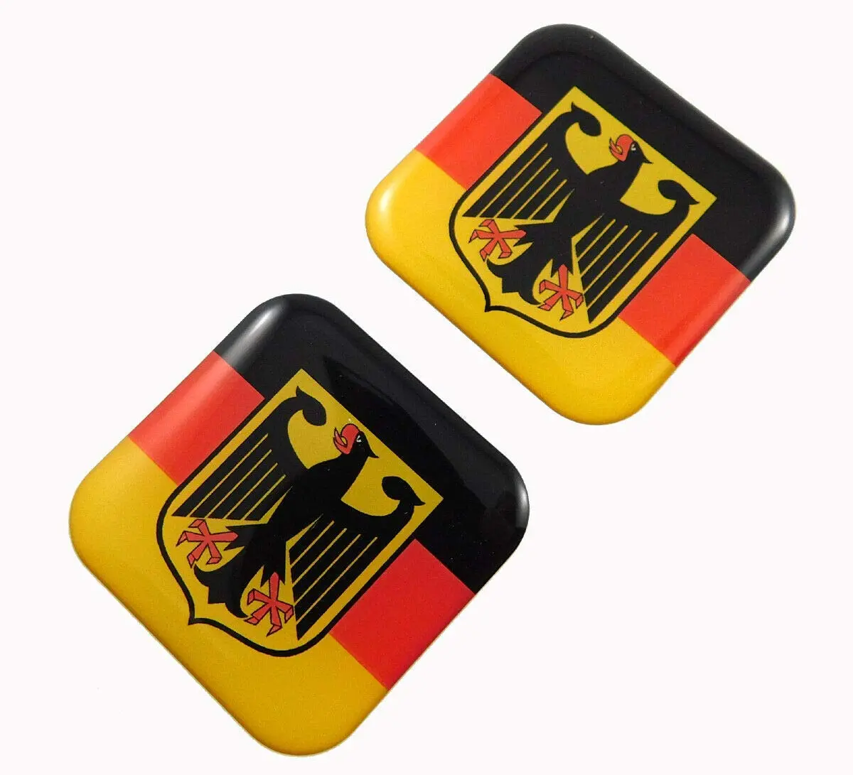Germany Deutschland Flag Square Domed Decal Car Bike Gel Stickers 1.5" 2Pc 1