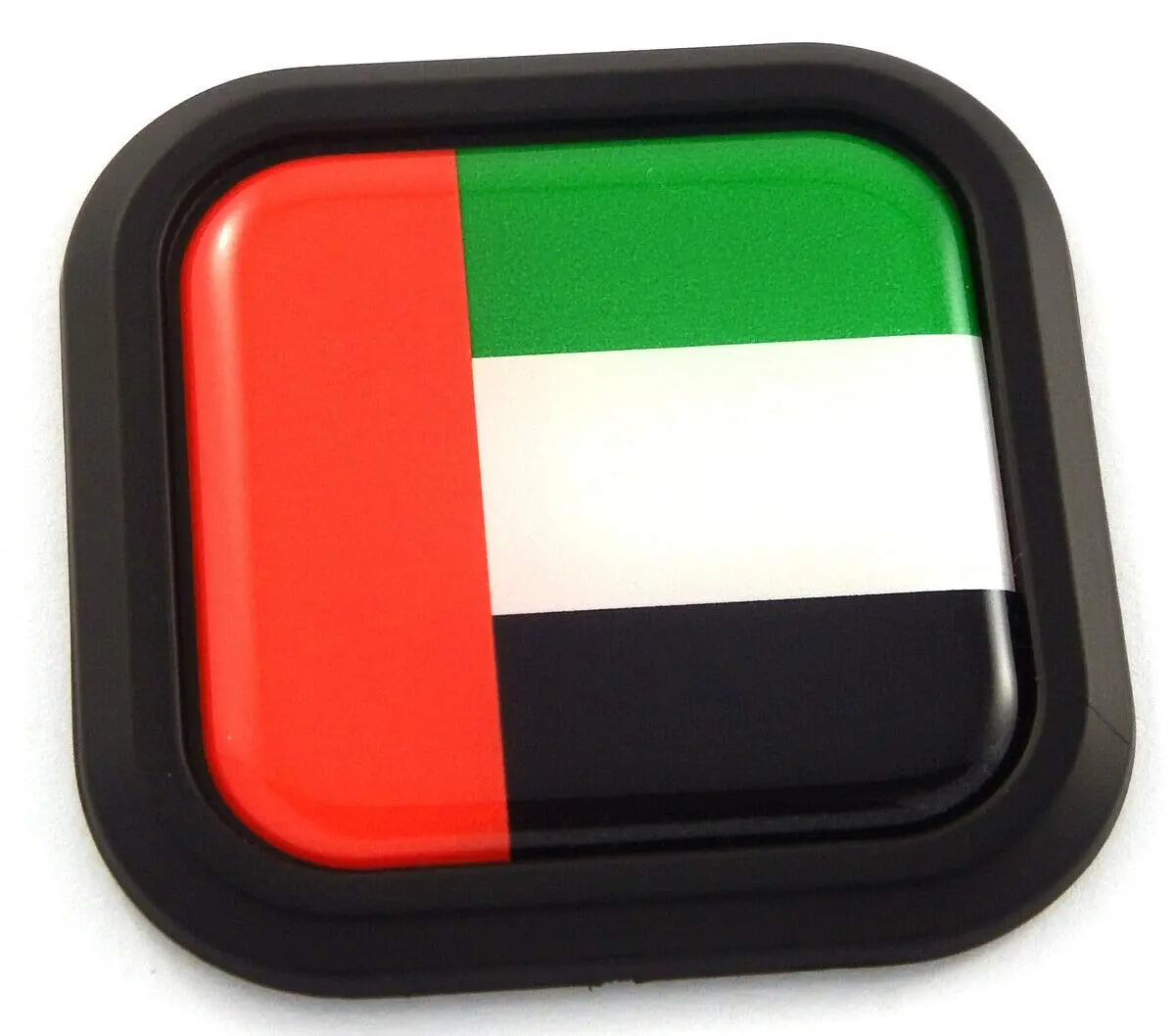 Uae Flag Square Black Rim Emblem Car 3D Decal Badge Hood Bumper Sticker 2" 1