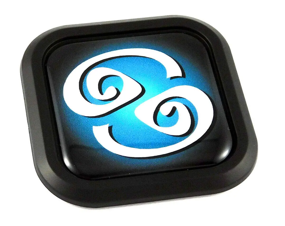 Cancer Zodiac Square Black Edge Rim Emblem Car 3D Decal Badge Bumper 2" 1