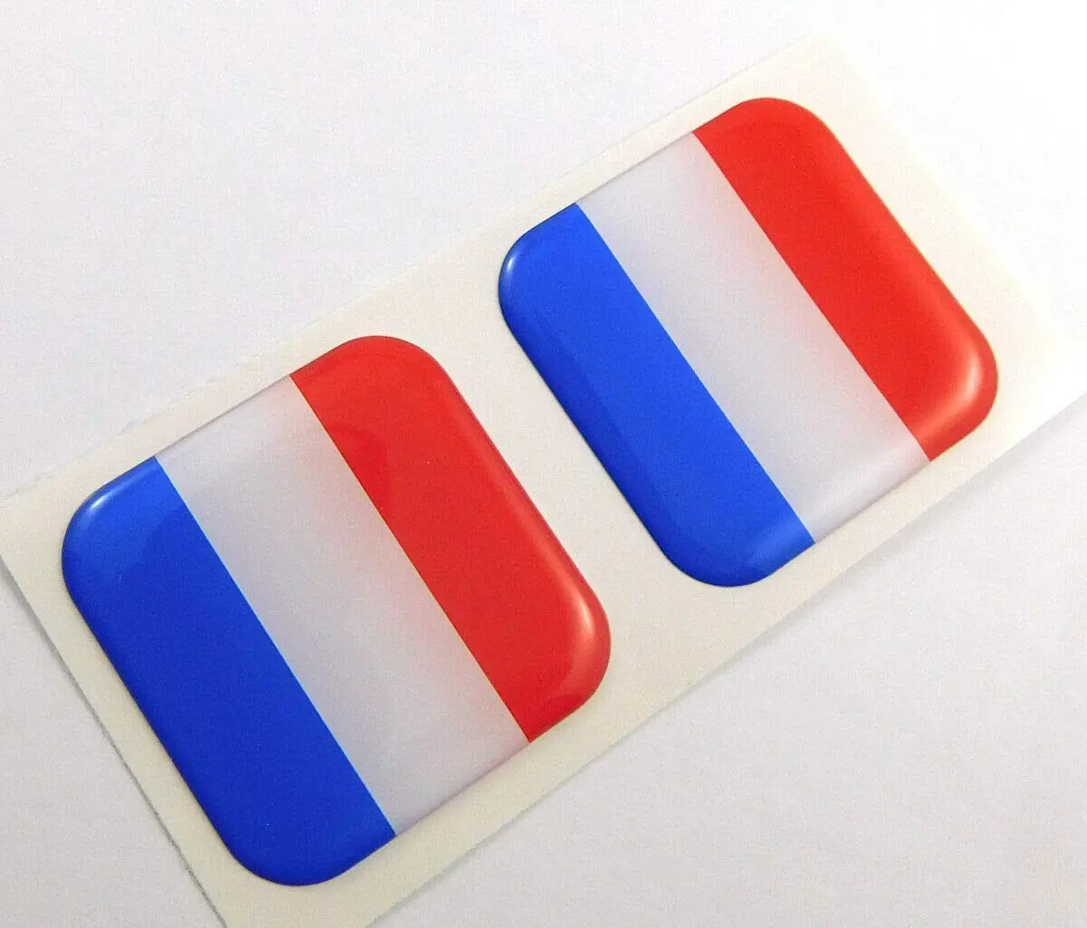 France French Flag Square Domed Decal Car Bike Gel Stickers 1.5" 2Pc 1