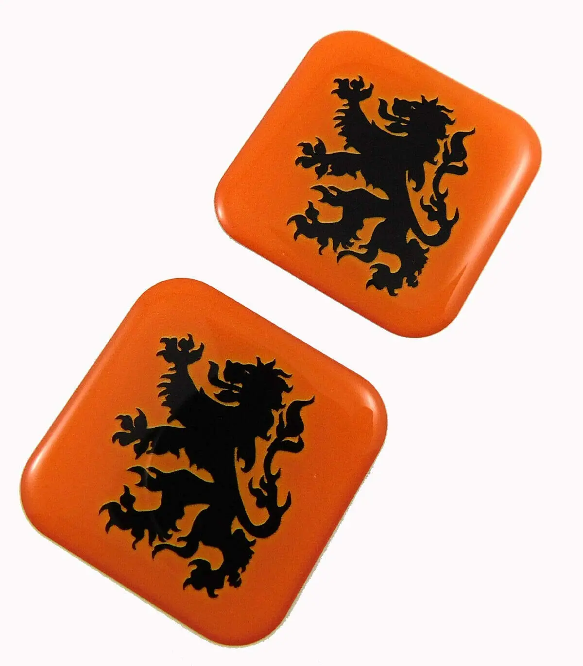 Holland Flag Square Domed Decal Car Bike Gel Stickers 1.5" 2Pc 1