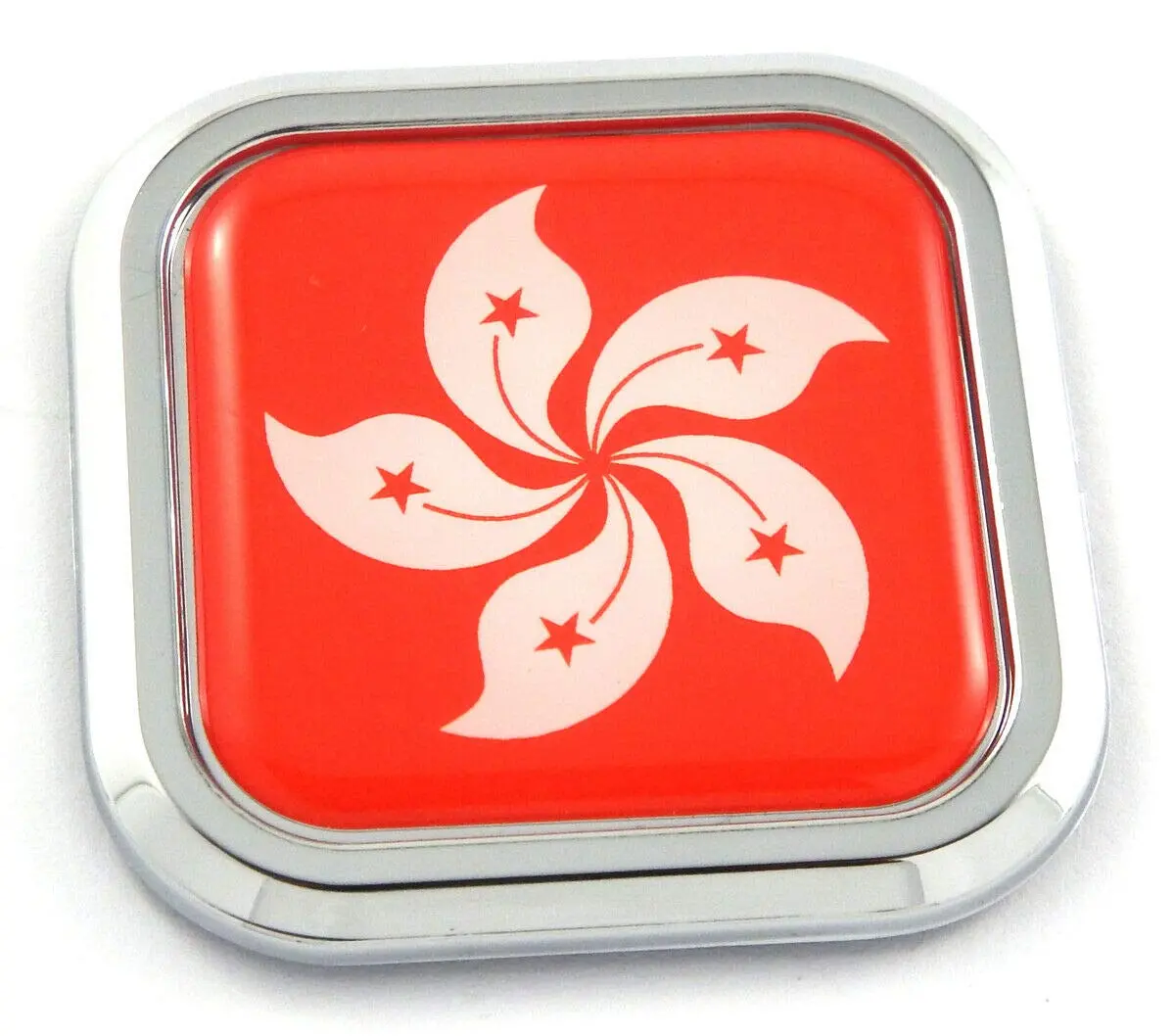 Hong Kong Flag Square Chrome Rim Emblem Car 3D Decal Badge Hood Bumper Sticker2" 1