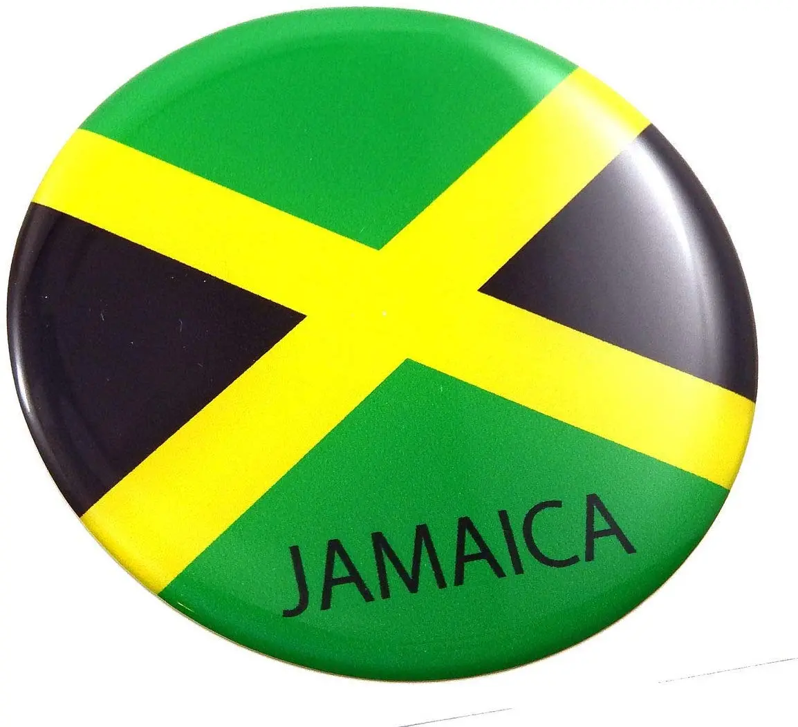 Jamaica Jamaican Round Domed Decal Emblem Car Bike 2.44" 1