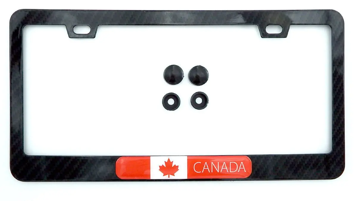 Ukraine Flag Black Carbon Fiber Look Metal Car License Plate Frame Holder 1