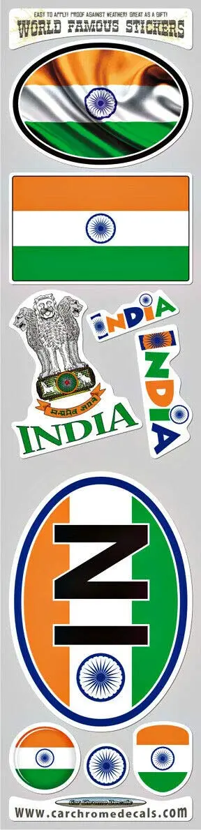 India 9 Stickers Set Indian Flag Decal Bumper Stiker Car Bike Laptop 1