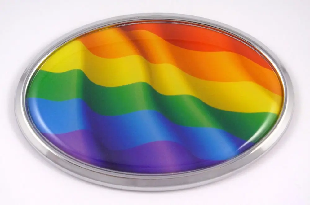 Pride Gay Lesbian Oval Car Chrome Emblem Decal Bumper Sticker 1