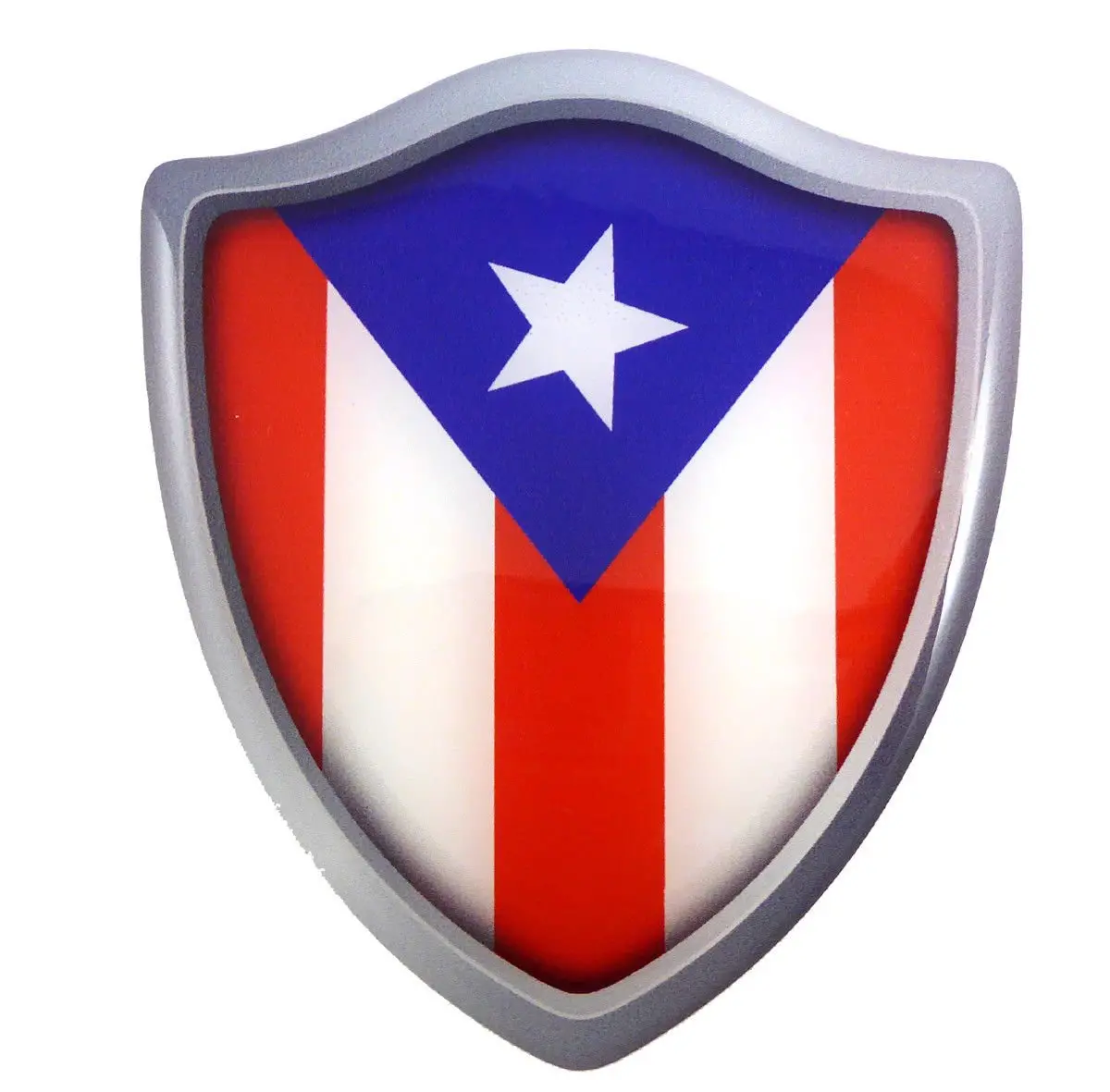 Puerto Rico Flag Shield Domed Decal 3D Look Emblem Resin Car Sticker 2.6"X3" 1