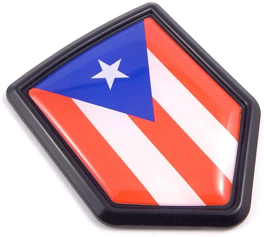 Puerto Rico Flag Black Shield Car Bike Decal Crest Emblem 3D Sticker 1