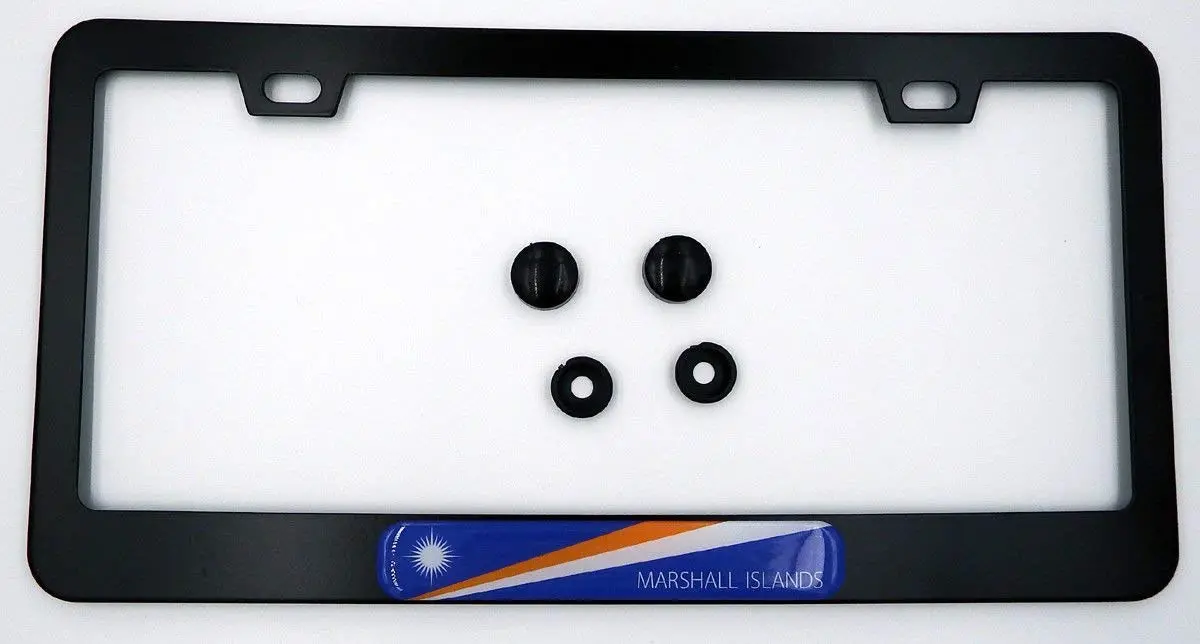 Marshal Islands Flag Metal Black Aluminium Car License Plate Frame Holder 1