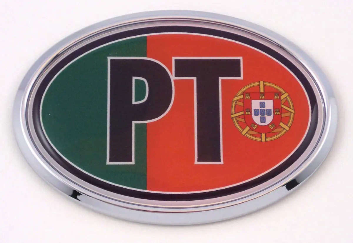 Portugal Pt Portugese Car Chrome Emblem Bumper Sticker Flag Decal Oval 1