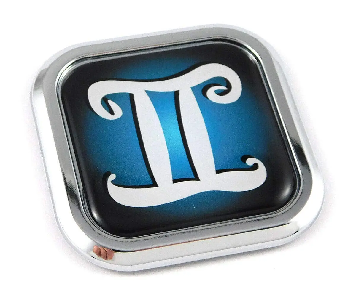 Gemini Zodiac Square Chrome Rim Emblem Car 3D Decal Badge Bumper Sticker 2" 1