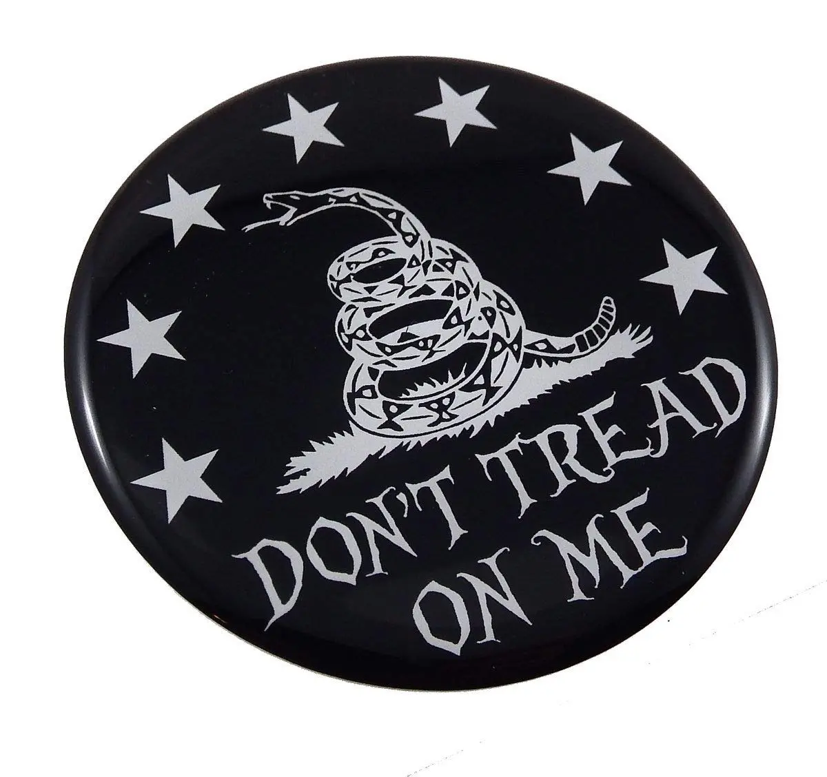 Don't Thread On Me Flag Round Domed Decal Emblem Car Bike Sticker 2.44" 1