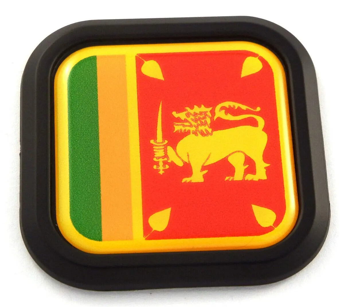 Sri Lanka Flag Square Black Rim Emblem Car 3D Decal Badge Hood Bumper Sticker 2" 1