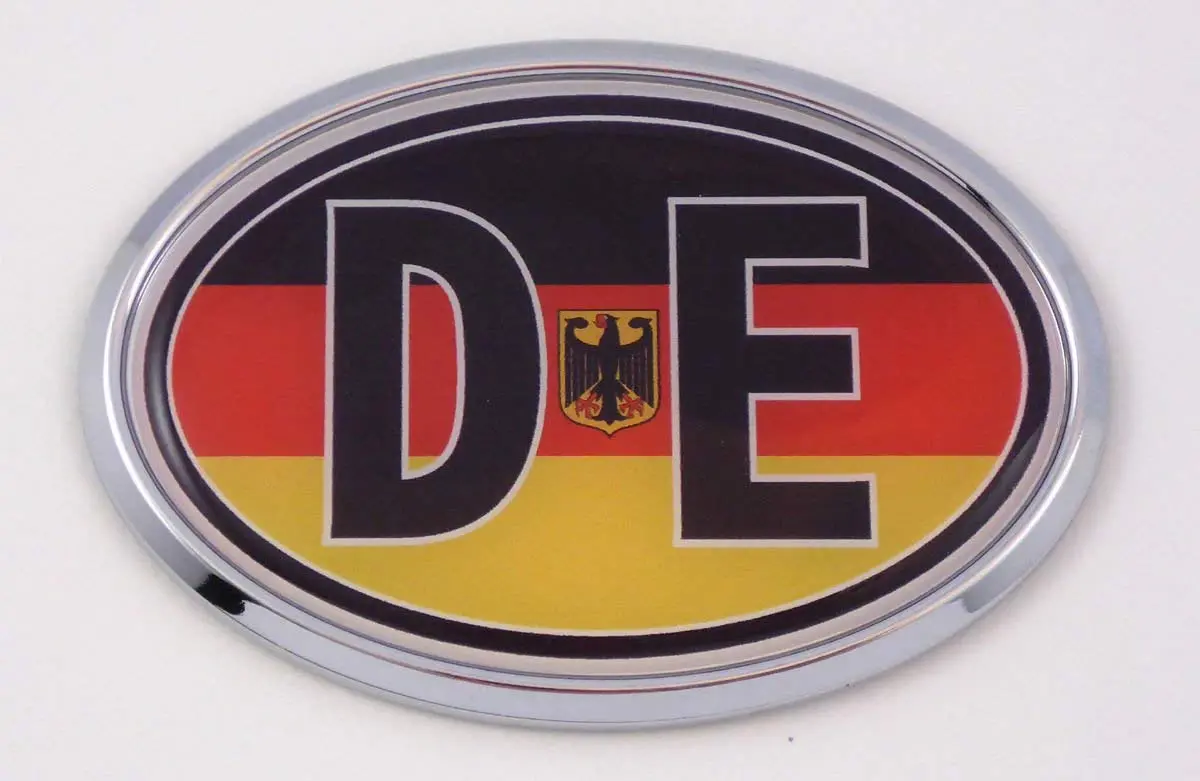 Germany De Deutschland Car Chrome Emblem Bumper Sticker Flag Decal Oval German 1