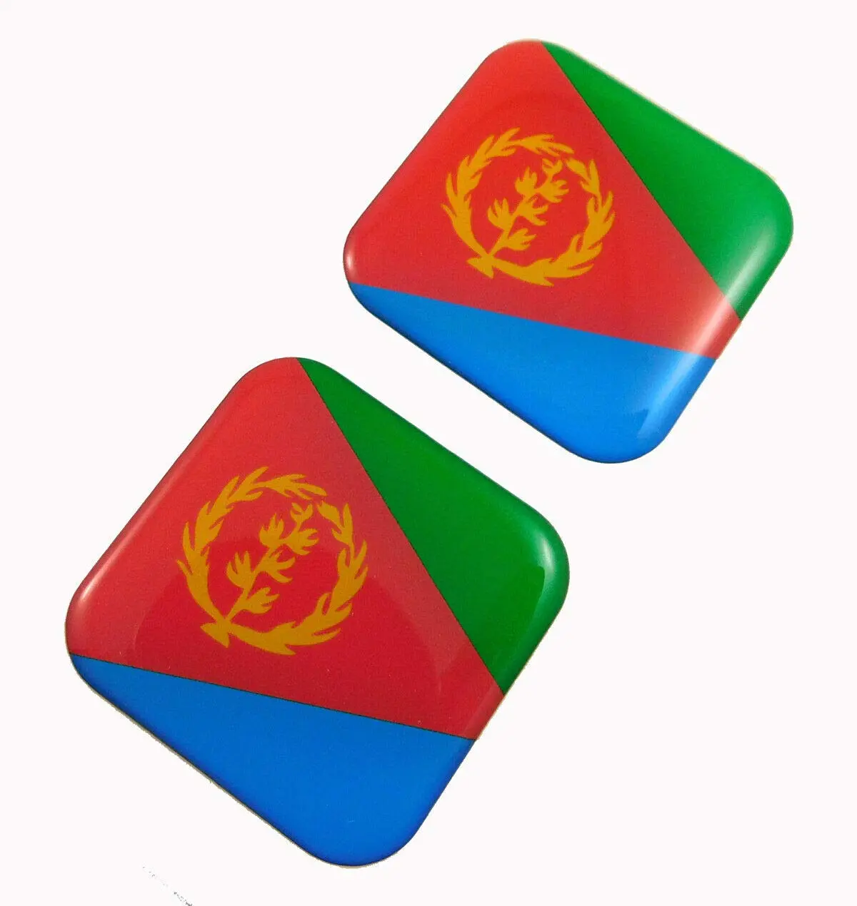 Erithrea Flag Square Domed Decal Car Bike Gel Stickers 1.5" 2Pc 1