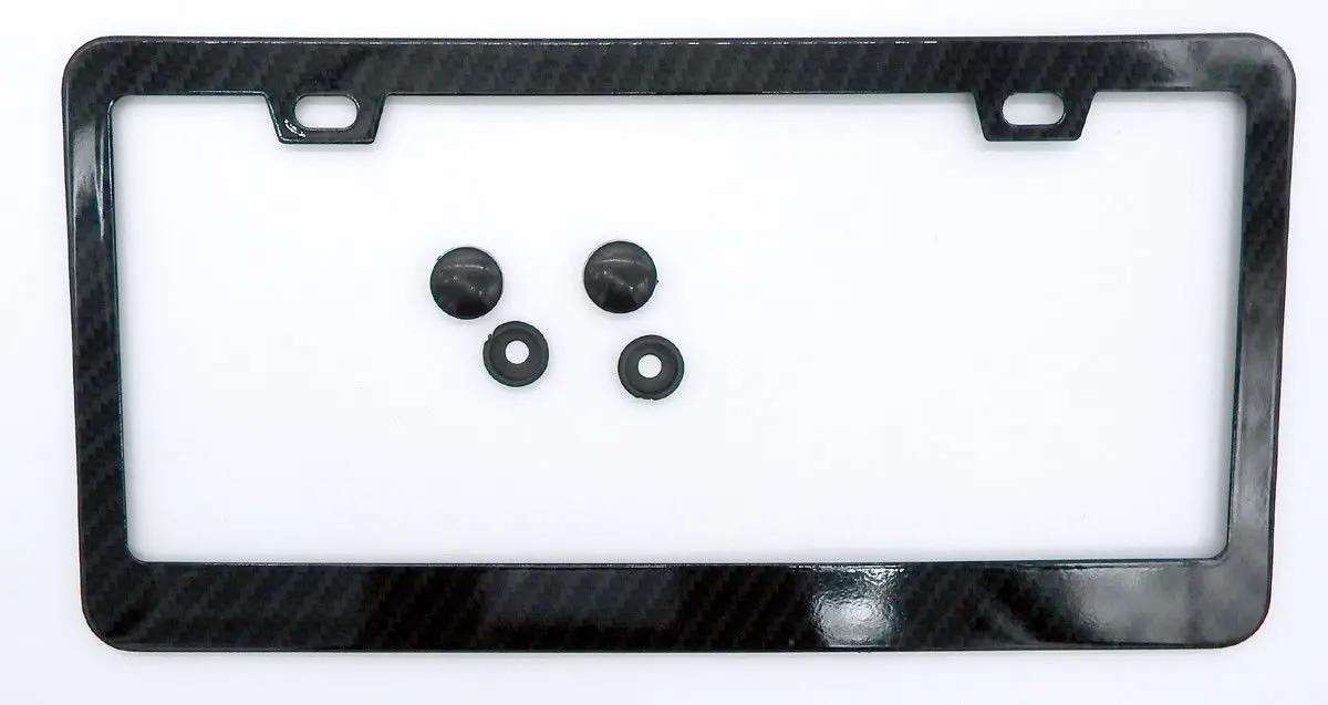 Black Carbon Fiber Look Metal Car License Plate Frame Holder Blank Cbmlf1 1