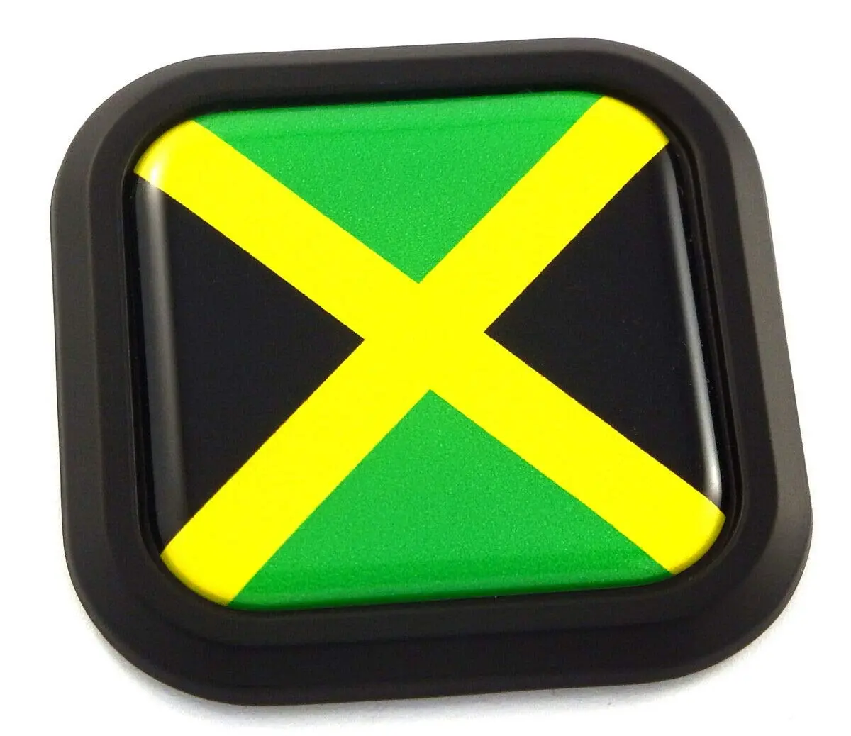 Jamaica Flag Square Black Rim Emblem Car 3D Decal Badge Hood Bumper Sticker 2" 1