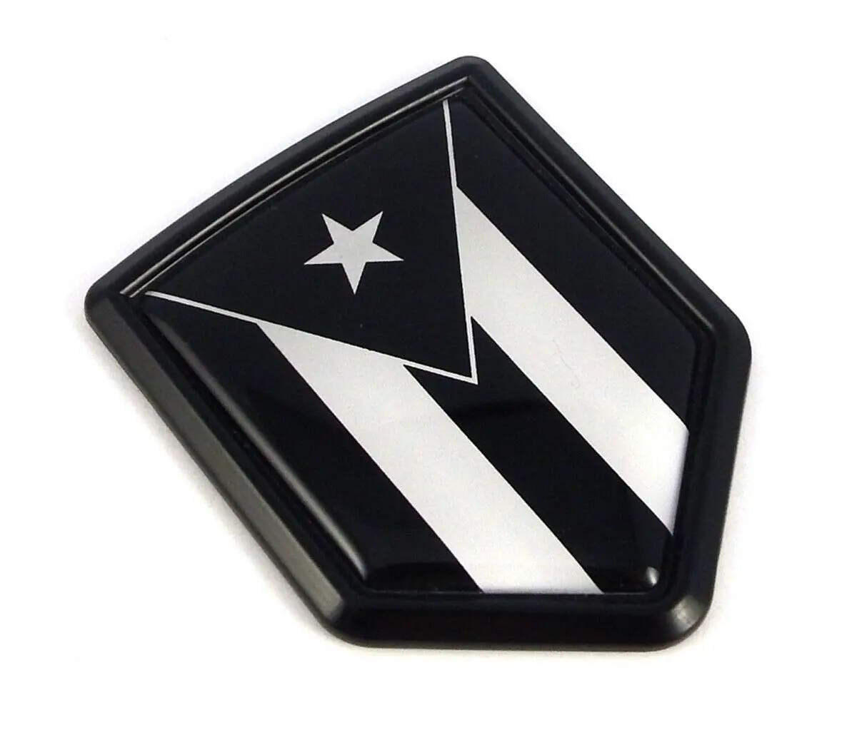 Cuba Cuban Black And White Flag Black Shield Car Bike Decal Crest Emblem 1