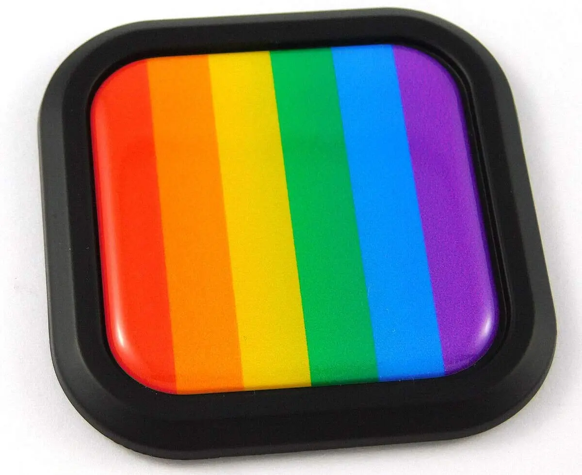 Pride Gay Lesbian Flag Square Black Rim Emblem Car 3D Decal Badge Bumper 2" 1