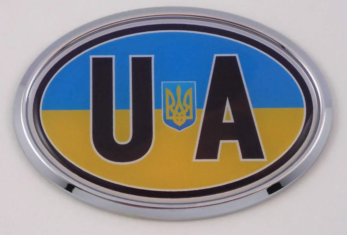 Ukraine Ua Ukrainian Car Chrome Emblem Bumper Sticker Flag Decal Oval 1