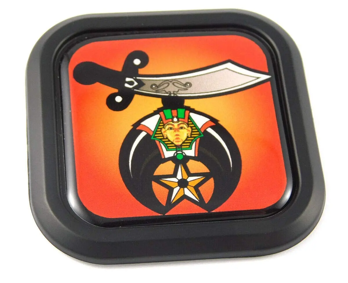 Shriner Shriners Mason Square Black Rim Emblem Car 3D Decal Badge Bumper 2" 1