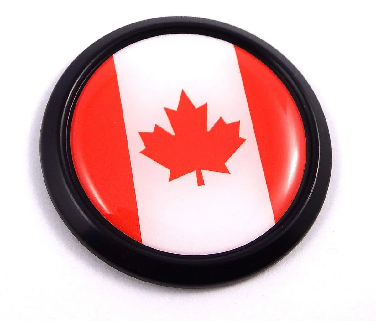 Canada Black Round Flag Car Decal Emblem Bumper 3D Sticker 1.85" 1