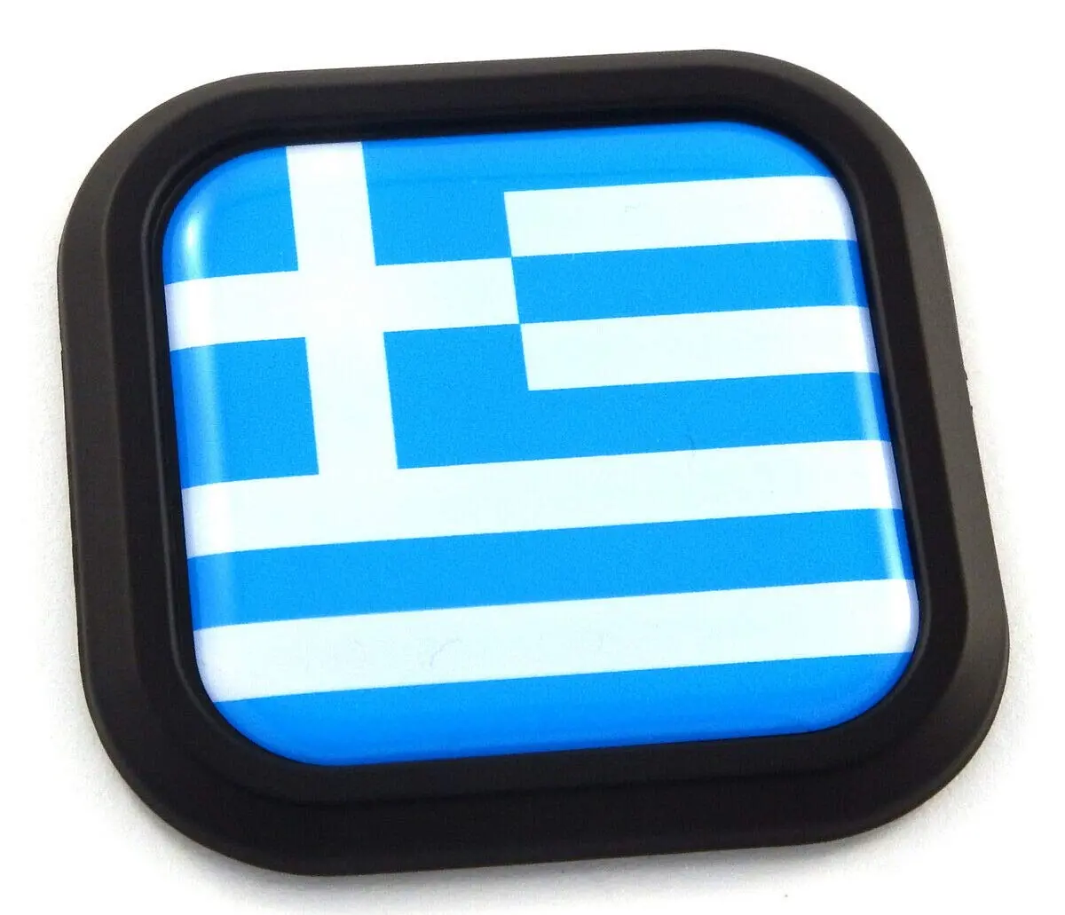 Greece Flag Square Black Rim Emblem Car 3D Decal Badge Hood Bumper Sticker 2" 1