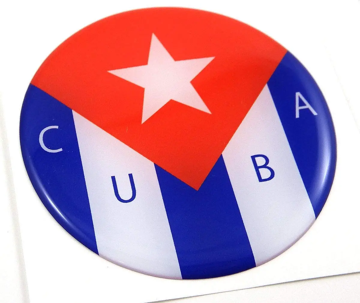 Cuba Cuban Flag Round Domed Decal Emblem Car Bike Sticker 2.44" 1