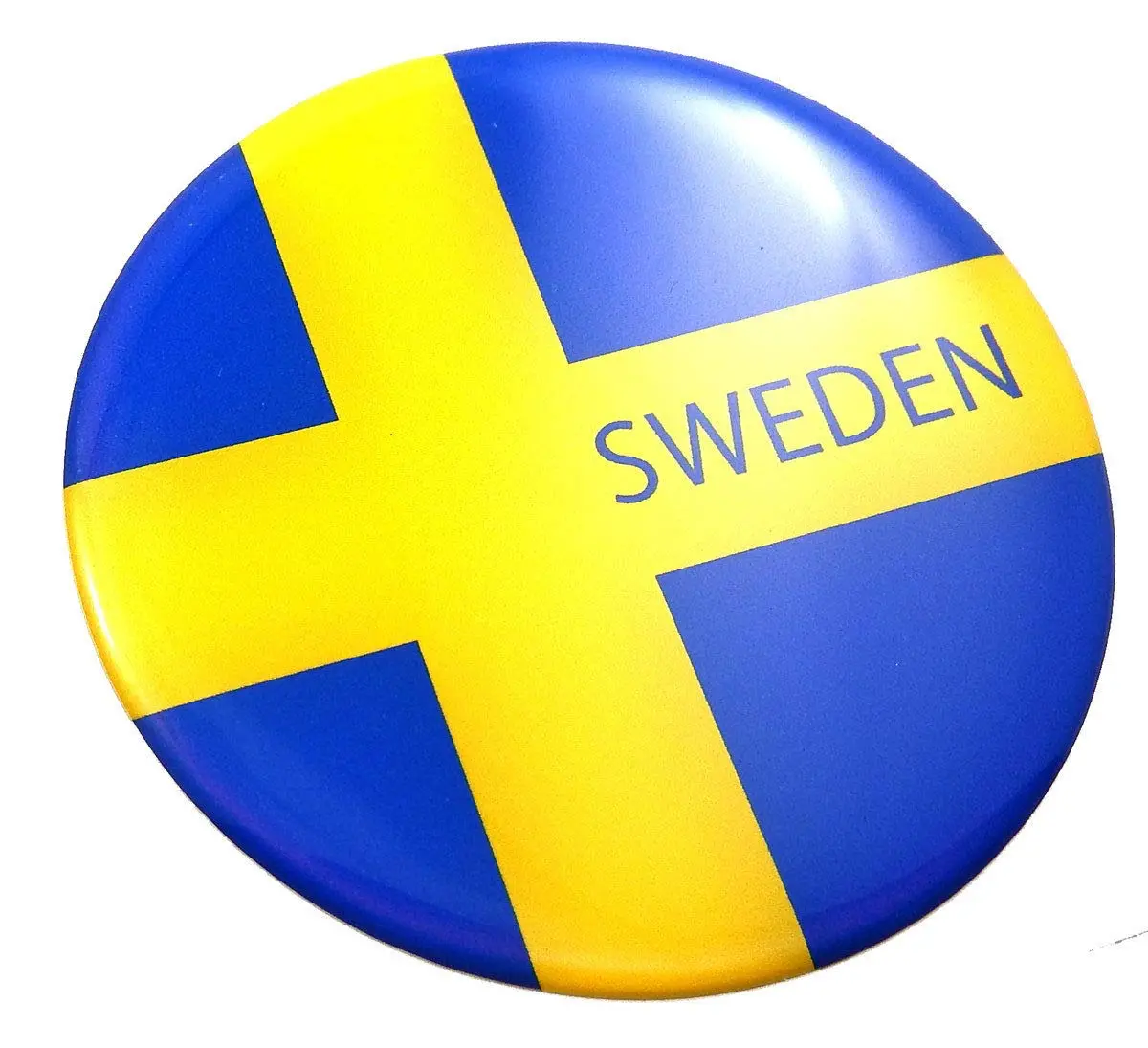 Sweden Swedish Flag Round Domed Decal Emblem Car Bike 3D Sticker 2.44" 1
