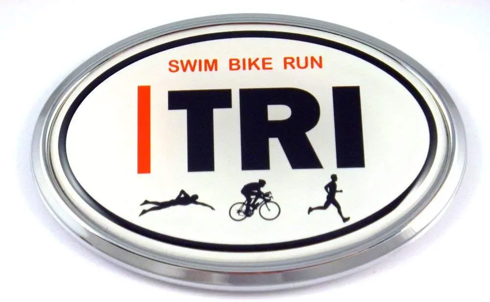 I Tri Triathlon Emblem Chrome Decal Run Swim Bike With Dome Sticker Medallion Sport 1