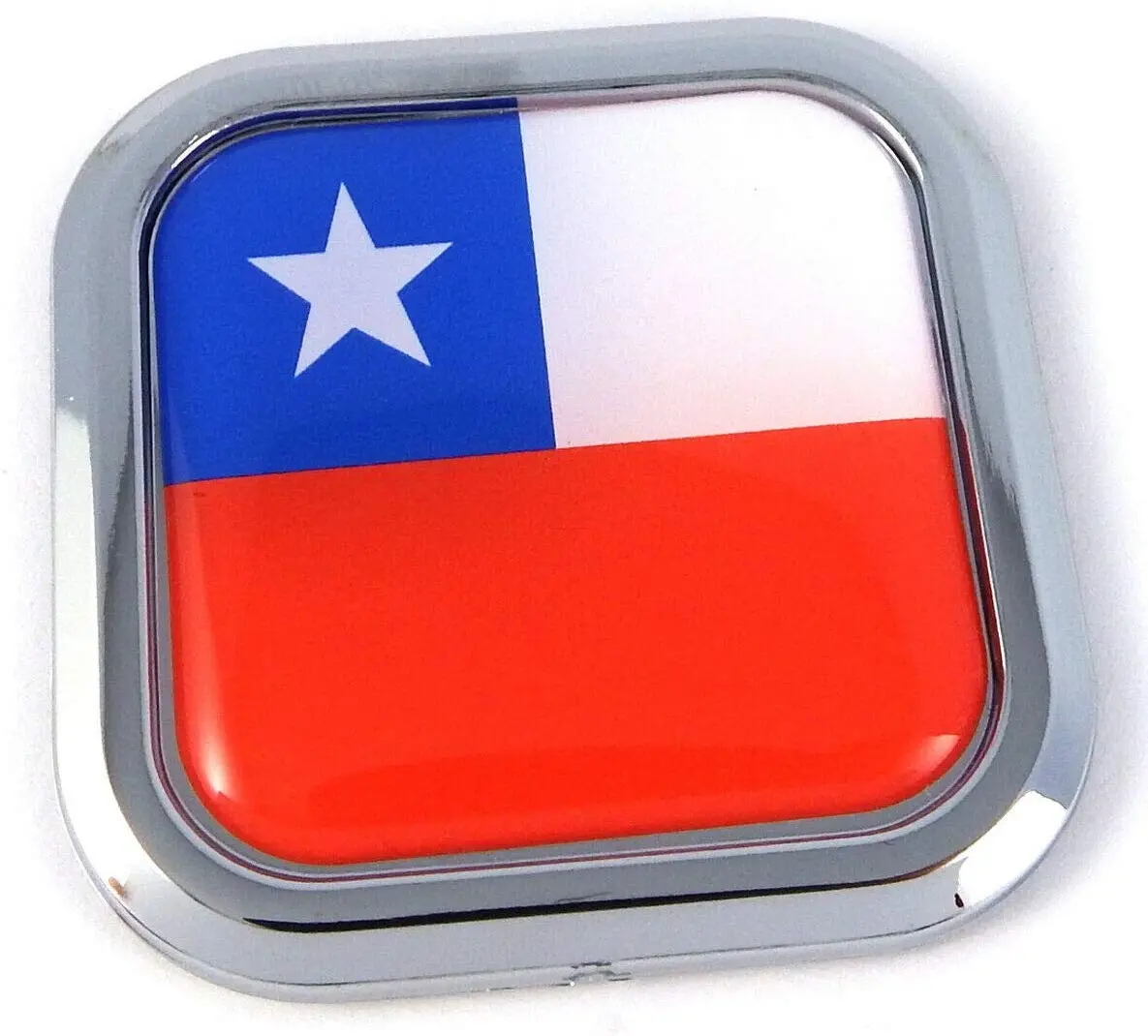 Chile Flag Square Chrome Rim Emblem Car 3D Decal Badge Hood Bumper Sticker 2" 1