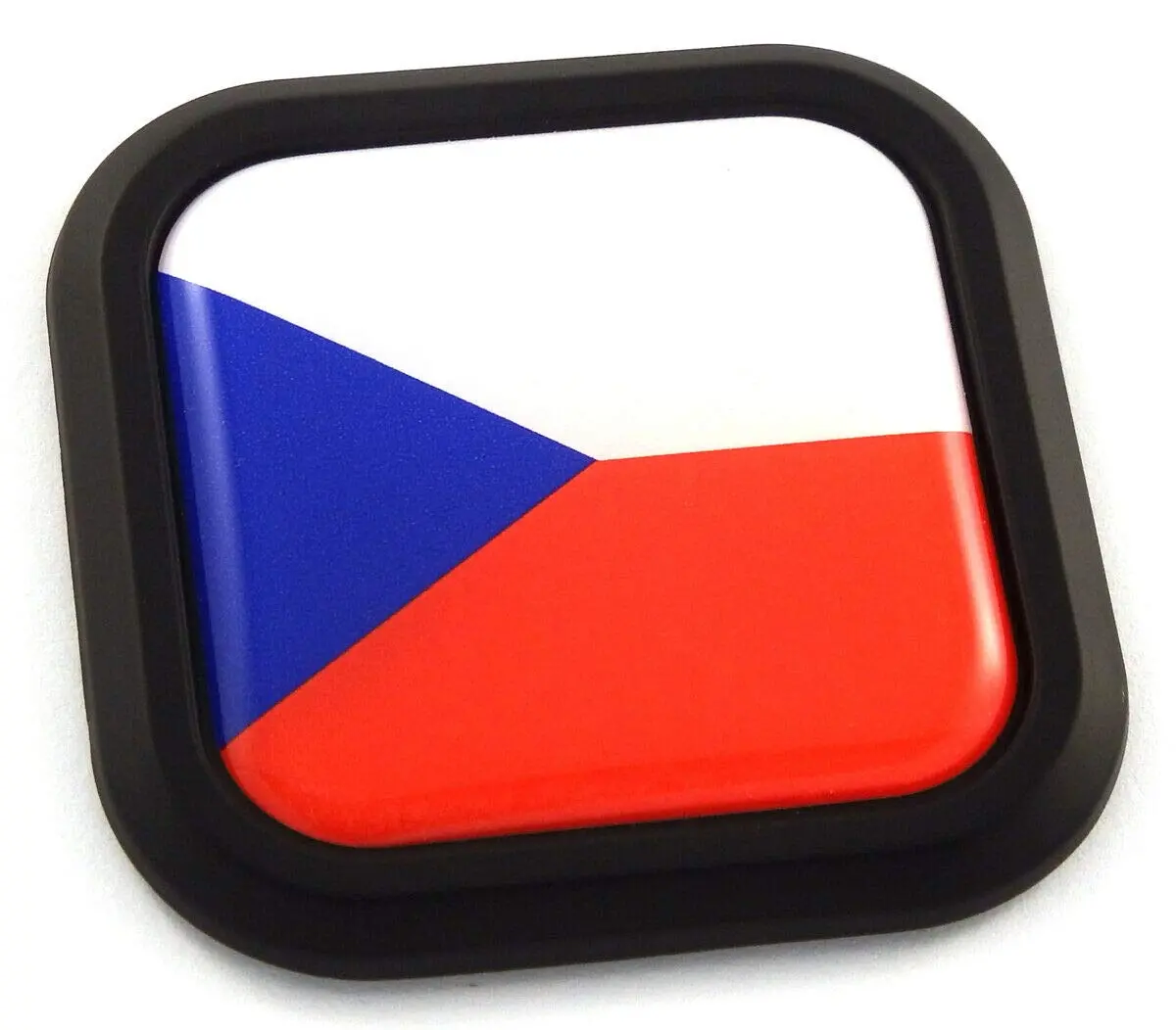 Czech Republic Flag Square Black Rim Emblem Car 3D Decal Badge Bumper Sticker 2" 1