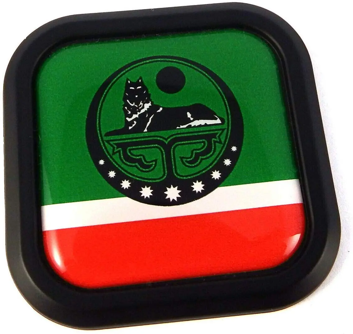 Chechny Flag Square Black Rim Emblem Car 3D Decal Badge Hood Bumper Sticker 2" 1