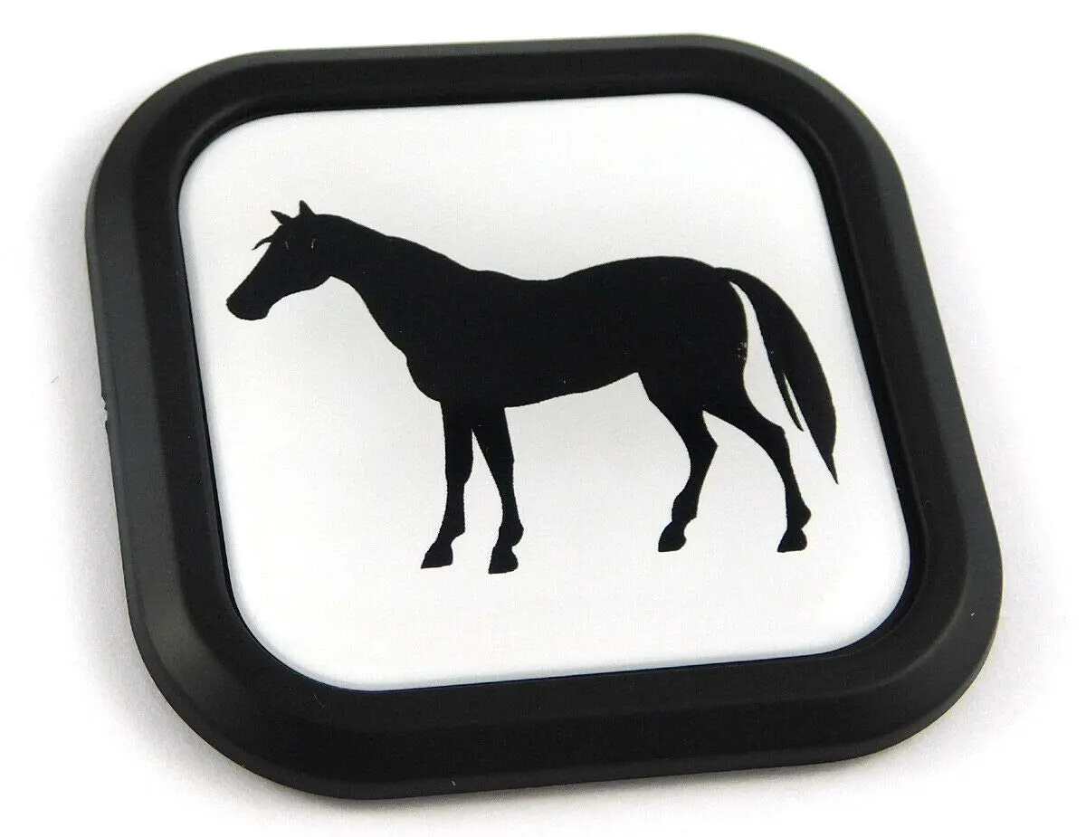 Horse Square Black Rim Emblem Car 3D Decal Badge Bumper 2" 1