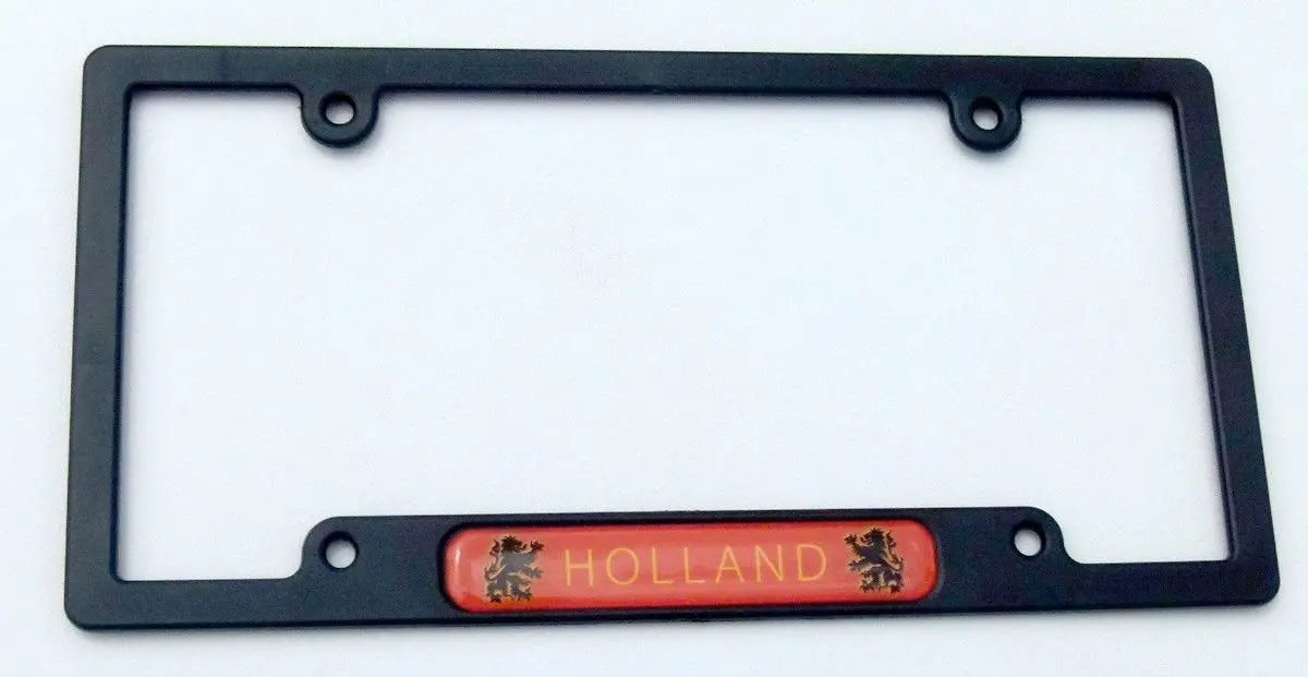 Holland Flag Black Plastic Car License Plate Frame Domed Decal Insert Netherland 1