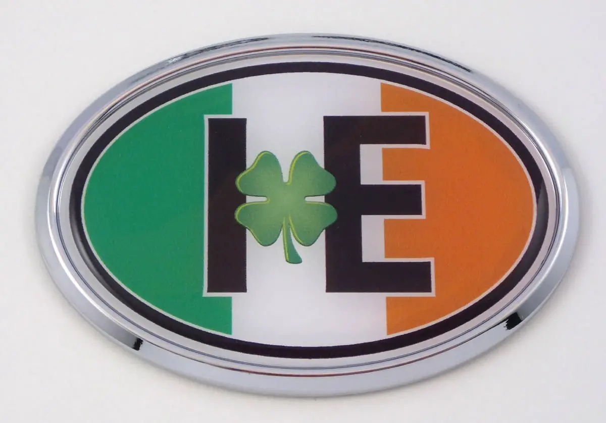 Ireland Ie Irish Flag Car Chrome Emblem Bumper Sticker Flag Decal Oval 1
