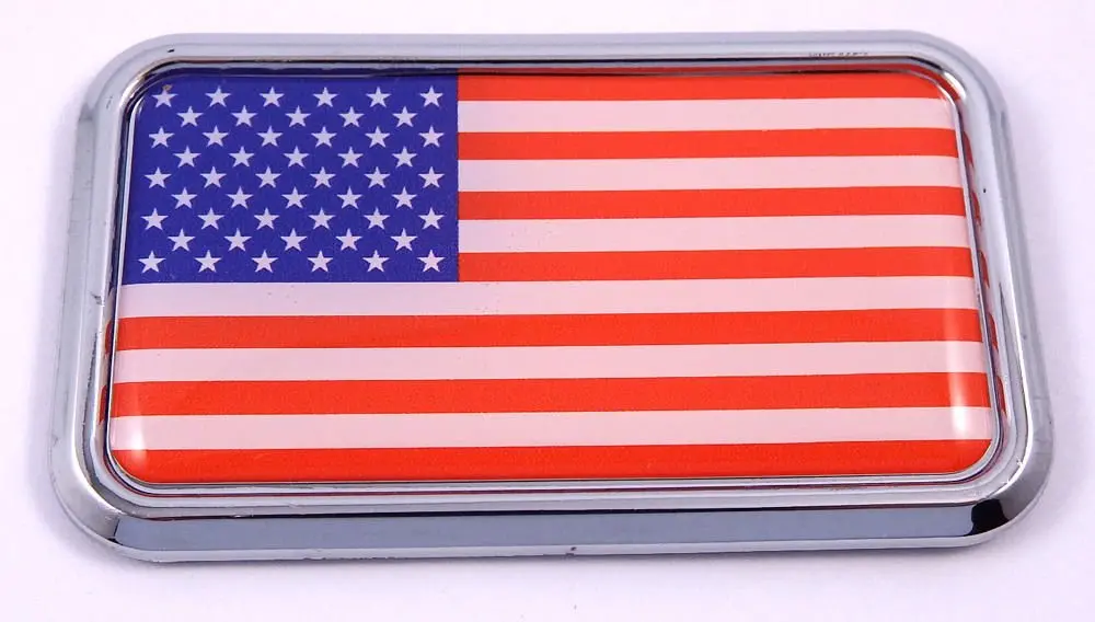 Usa American Flag Rectanguglar Chrome Emblem 3D Car Decal Sticker 3"X1.75" 1